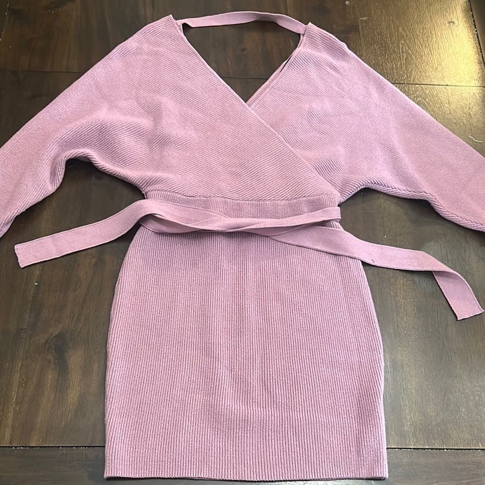 Pink Wrap Knit Dress